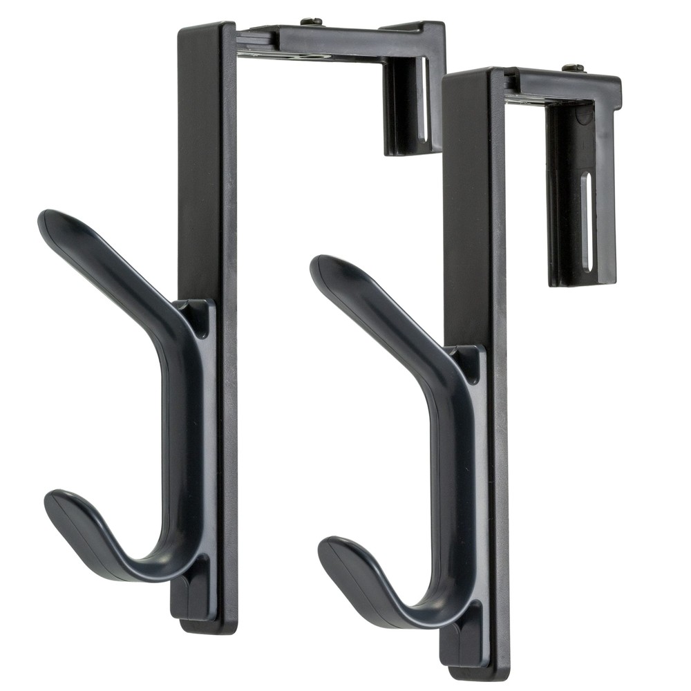 Adjustable Double Coat Hooks 2-Pack Cubicle Panels Durable Black Finish