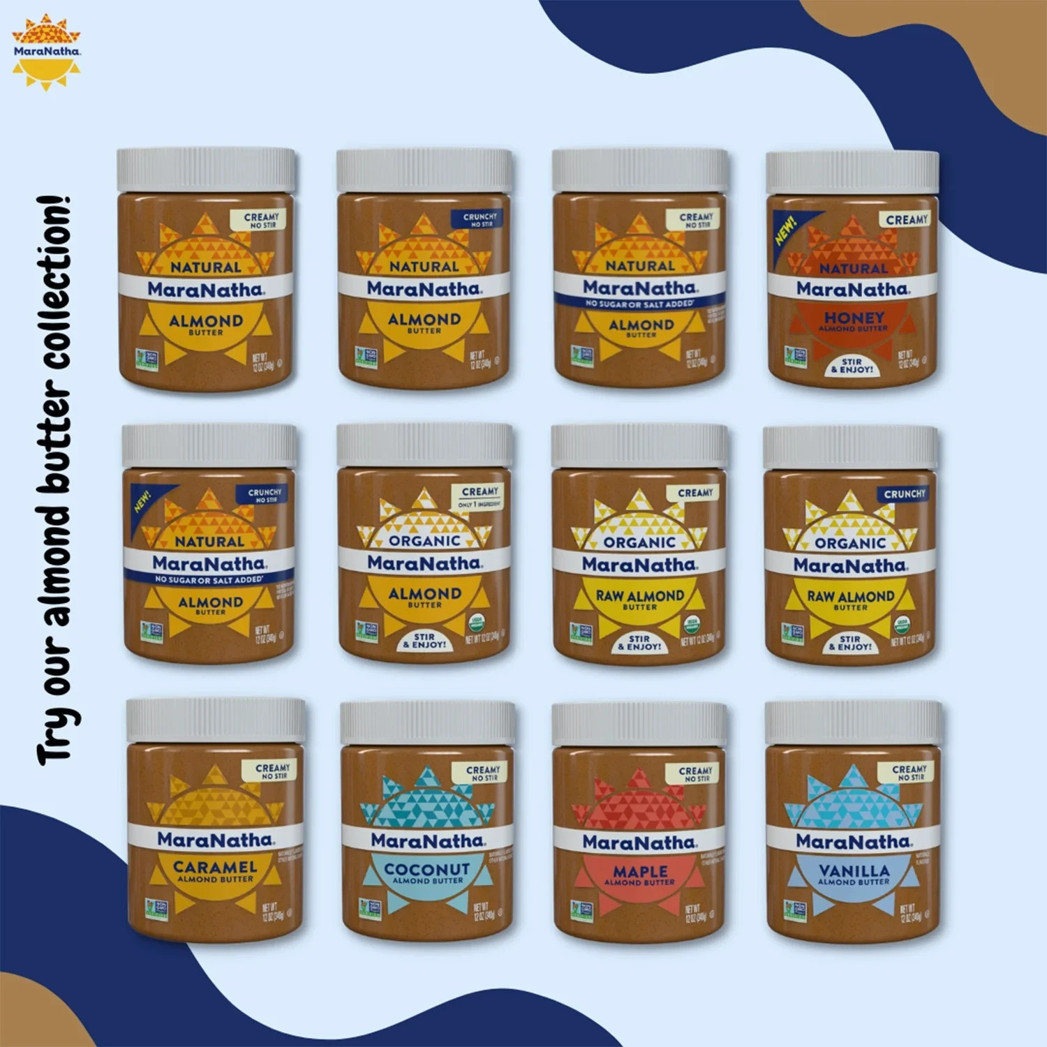 MaraNatha Natural No Sugar No Salt Crunchy Almond Butter, 12 oz