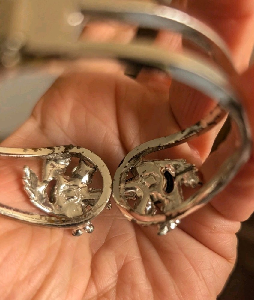 Black Silver Clamp Bangle Bracelet