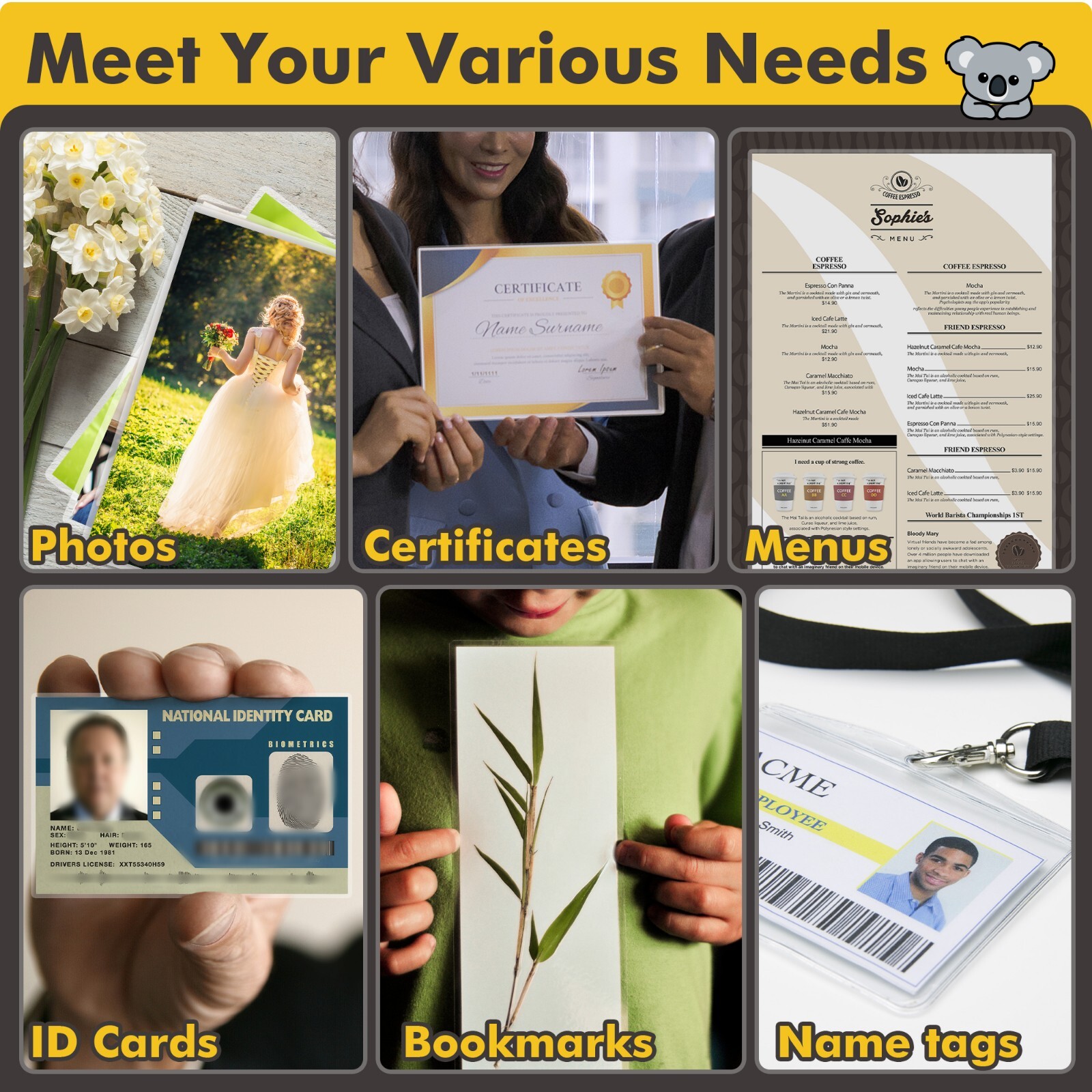 200 Pack 3 mil KOALA Thermal Laminating Pouches Sheets 11.5'' X 9" Letter Size