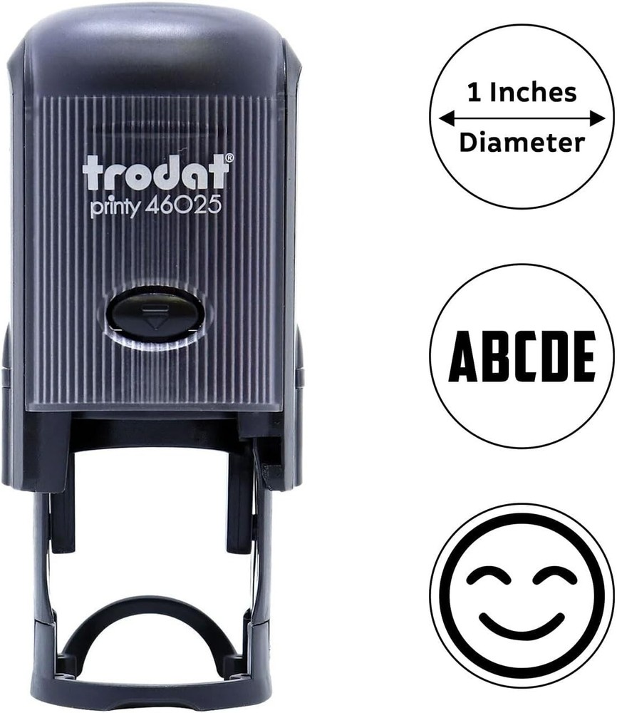 Customize with Initial or Smiley or Logo-Round self Inking Stamp-46025-1"-RED