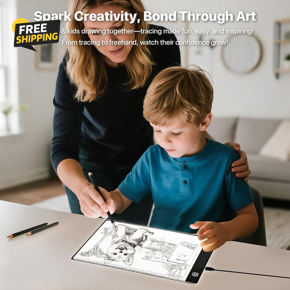 A5 LED Light Box for Tracing and Drawing - Ultra-Thin Adjustable Light Table/Boa
