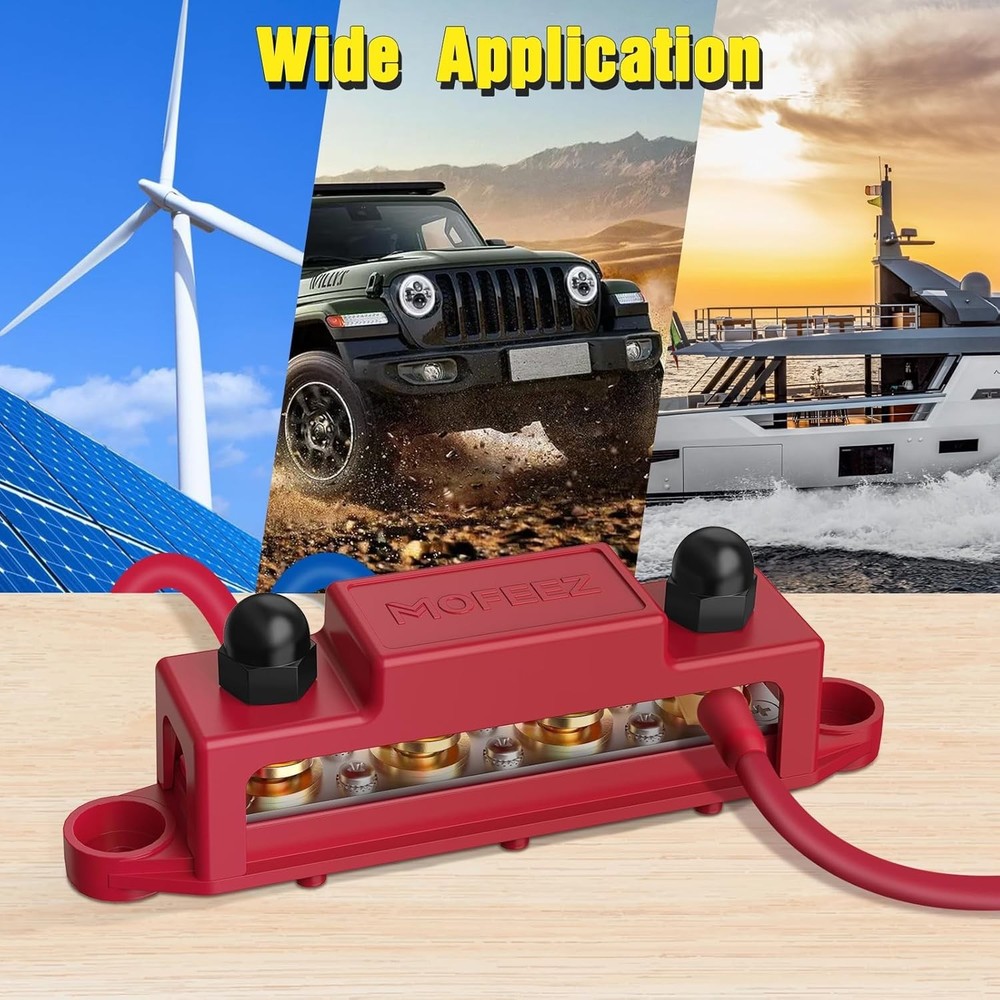 Efficient Power Distribution Block with 4 x 5/16" Posts - Safe 48V 250A Capacity