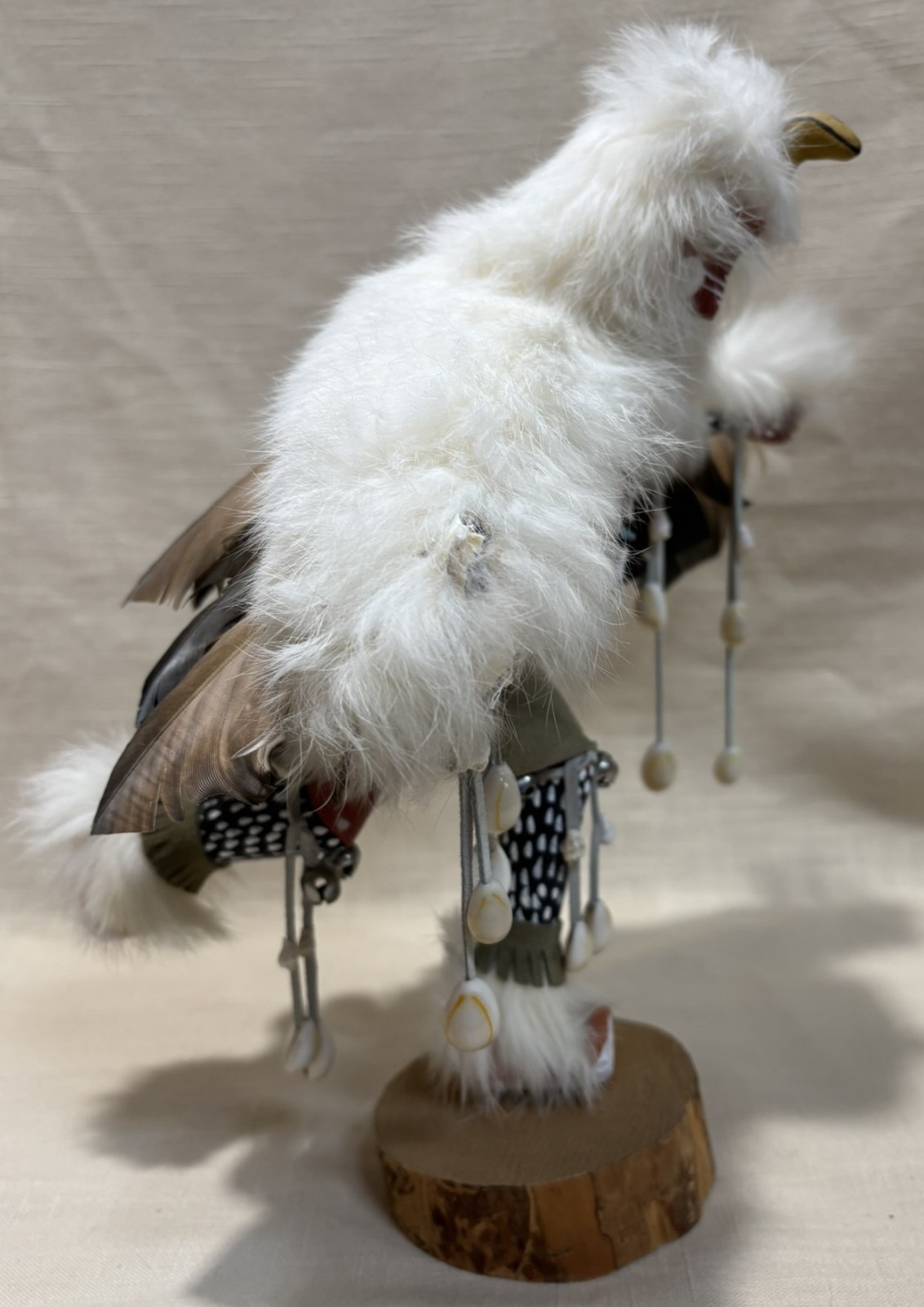 Kachina Sculptures Buffalo & Eagle Dancer 11-14" Handmade Feathers & Fur Signed