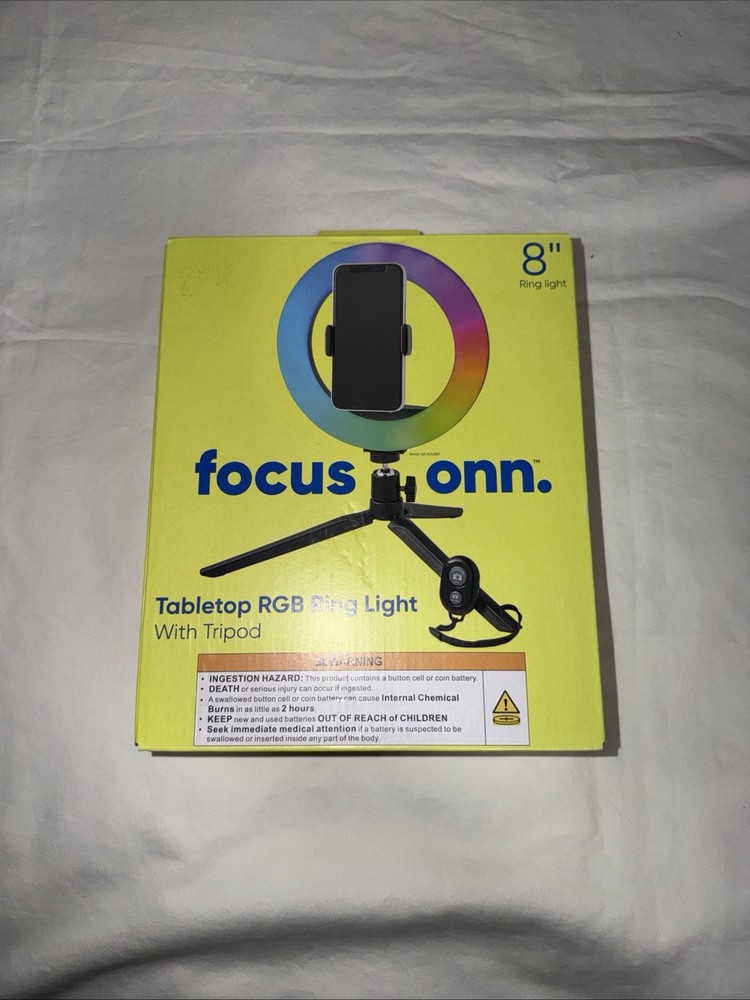 TableTop 8” RGB Ring Light With Tripod Focus On NIB