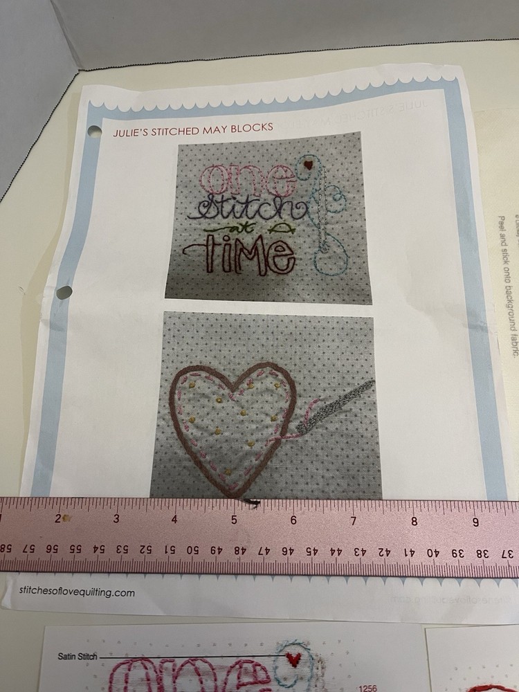 Julie’s Stitched Blocks May 1-4 Single Pattern Hand Embroidery