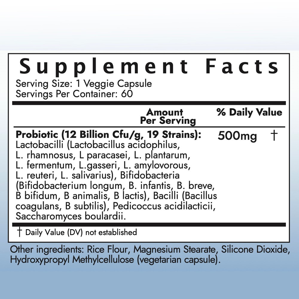 Probiotics - Capsule, 19 Best Active Strains, 60 Capsules.