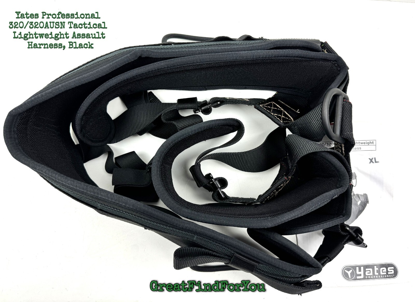 Yates Professional 320/320AUSN Tactical Lightweight Assault Harness, Black,