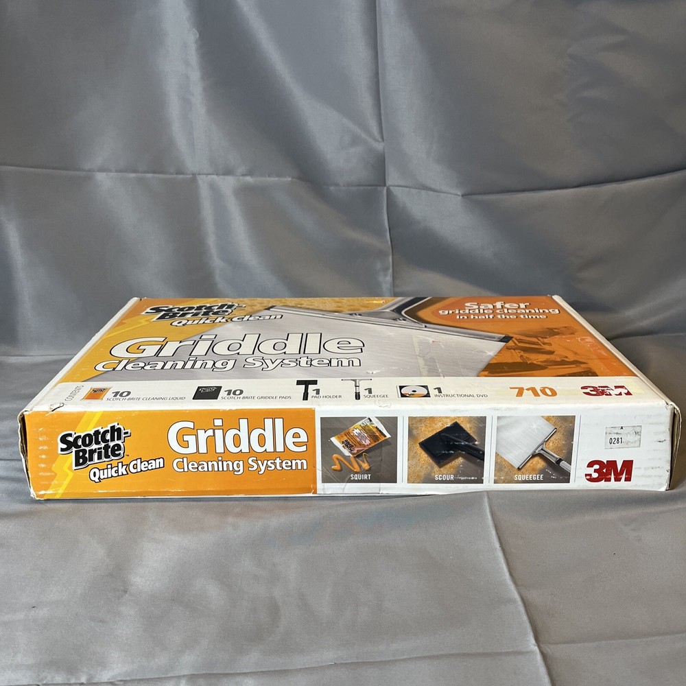 3M Scotch Brite 710 Quick Clean Cleaning Griddle System Starter Kit - Large Set