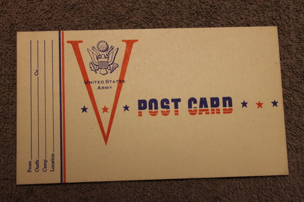 Original WW2 U.S. Army Soldier's 'V' (For Victory) Postcard, Unused Condition