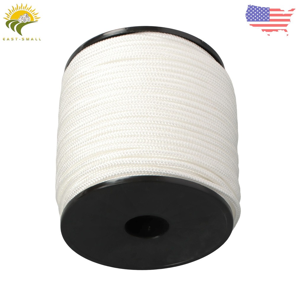 1/4" × 250' White Nylon Rope Sturdy Spool Solid Braid Rope Abrasion Resistance