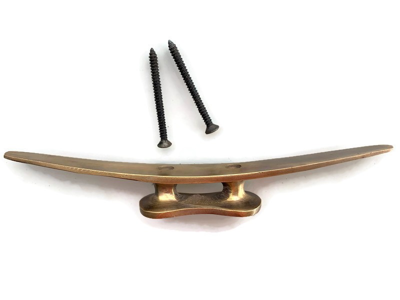solid brass large Hand Cast 8" inch Cleat Tie Down Rope Solid Heavy Hook boat