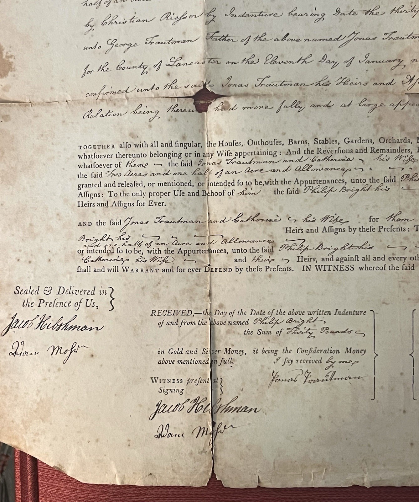 Orig. 1802 Property Deed, Elizabeth Township, Lancaster County, Pennsylvania PA