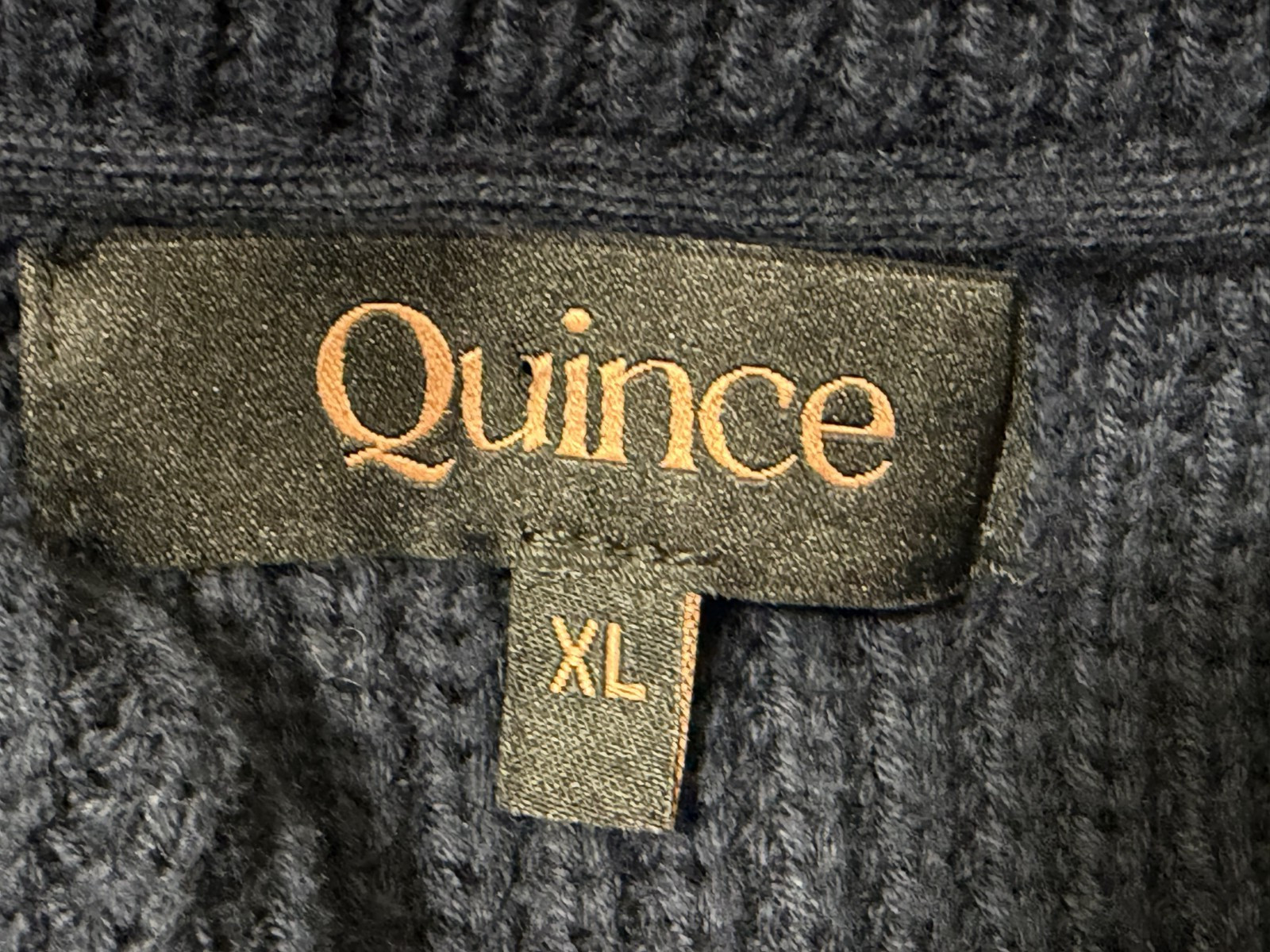 Quince Organic Cotton Ribbed Crewneck Sweater Mens Navy XL