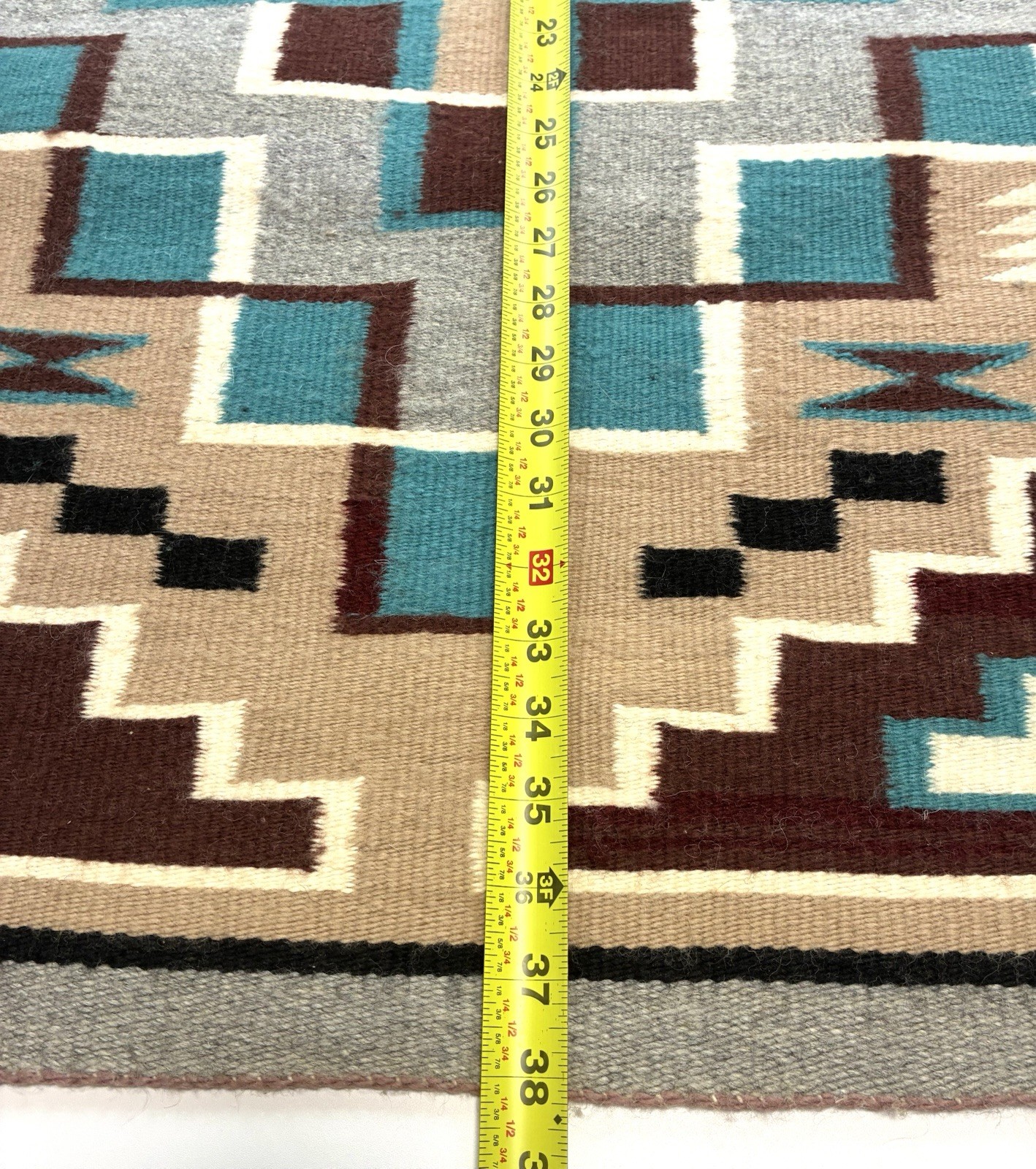‼️ANTIQUE NAVAJO Weaving Rug AUTHENTIC NATIVE AMERICAN w/ Hanger EXCELLENT 38x23