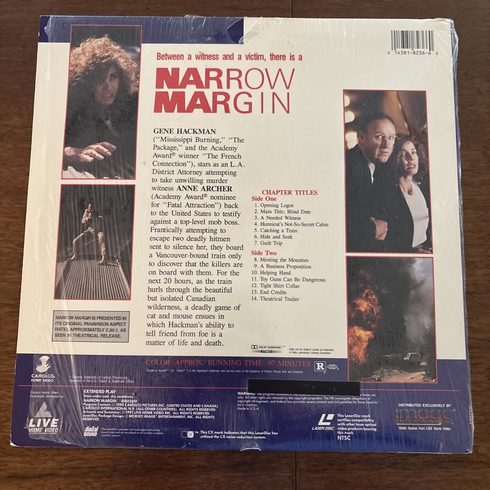 Narrow Margin (Laserdisc, 1991) Gene Hackman Suspense Thriller