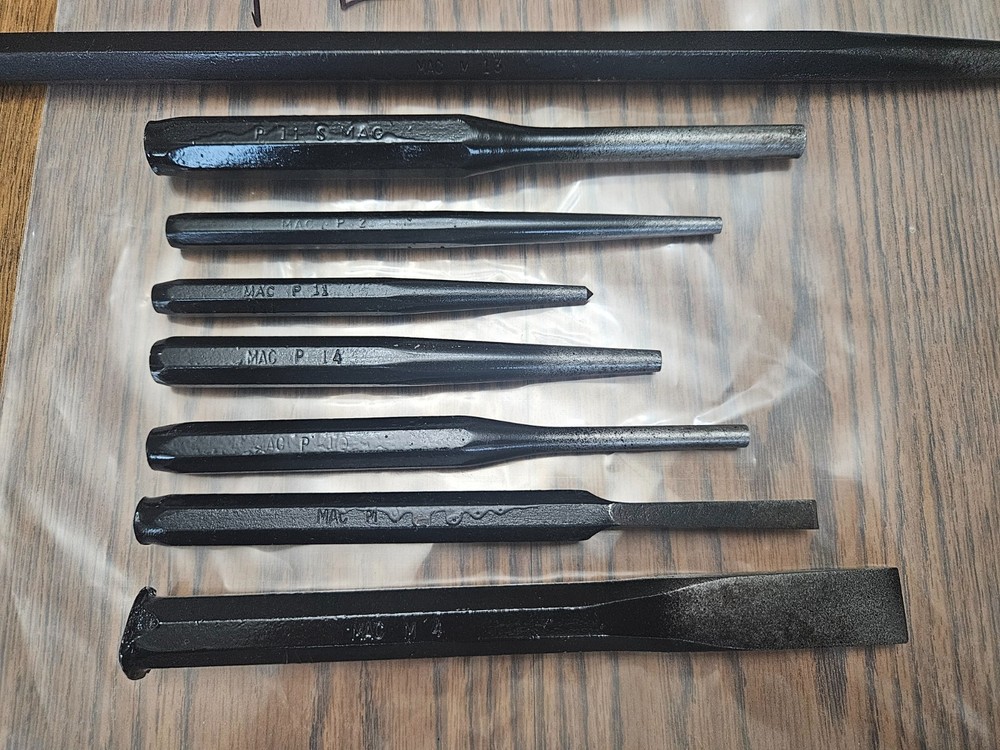 MAC TOOLS 8 PC PUNCH, CHISEL, PRY BAR SET USA (TL2413)