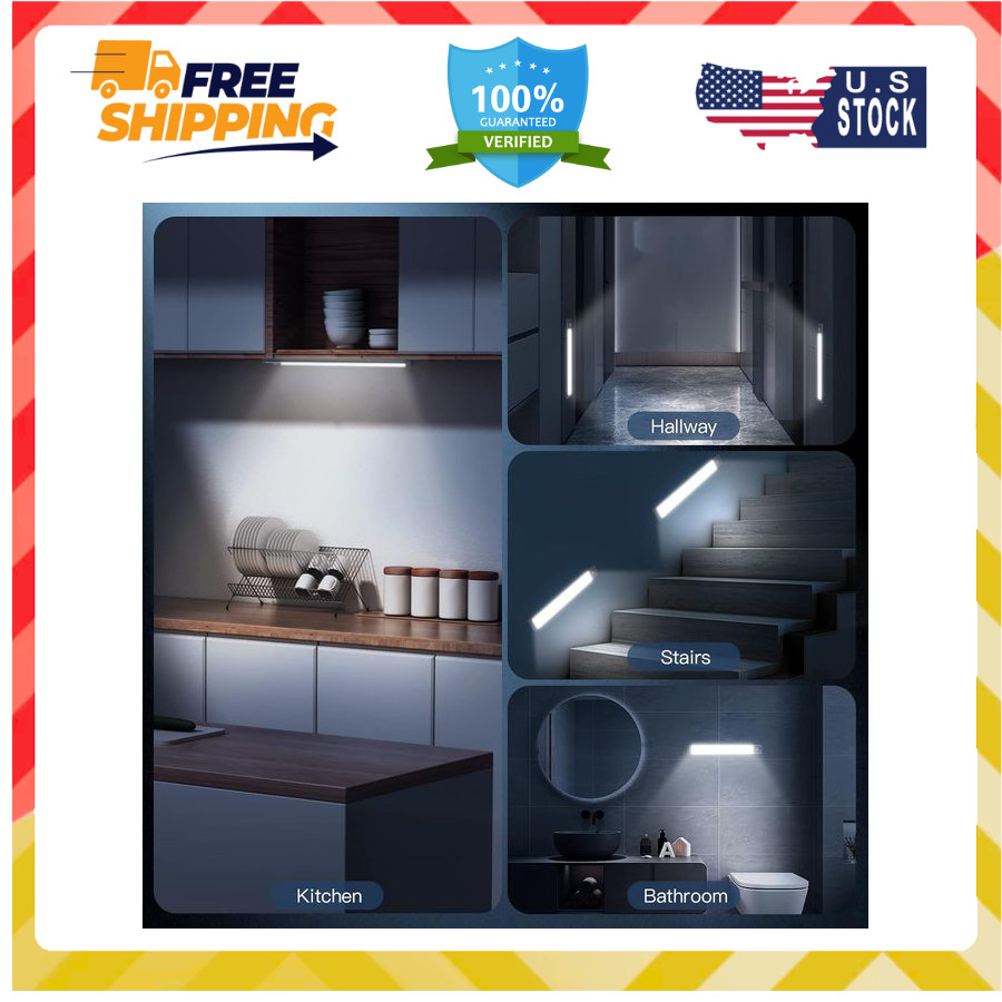 10" Motion Sensor Cabinet Lights – 2 Pack, Rechargeable & Dimmable