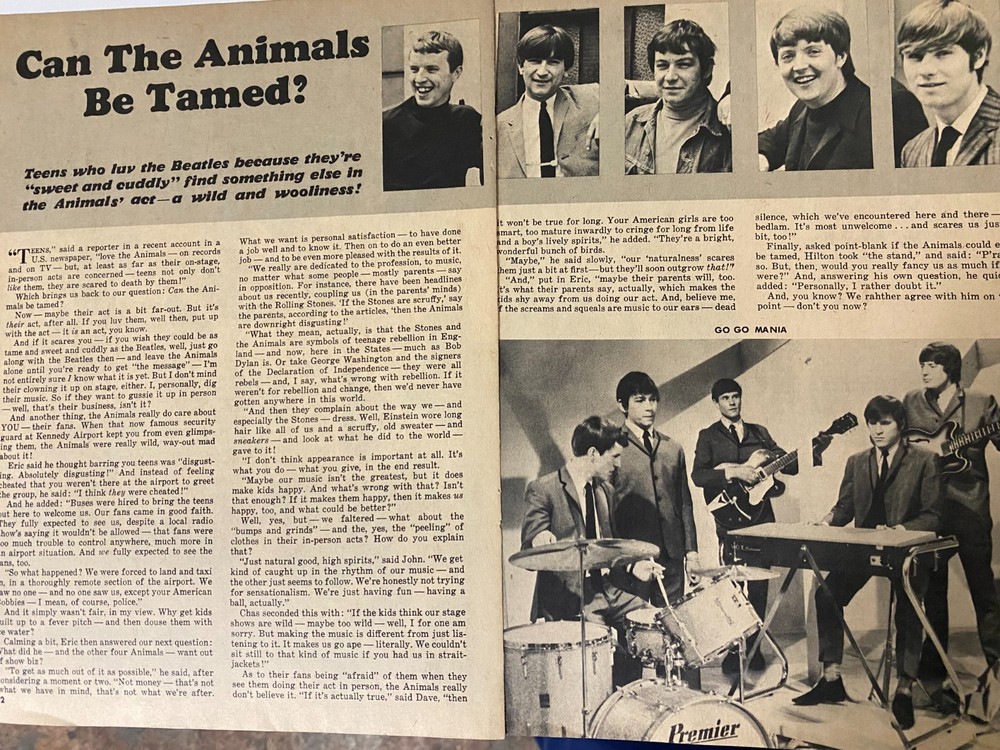 The Animals, Eric Burdon, Two Page Vintage Clipping