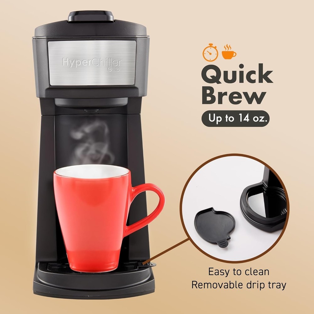 Portable Iced & Hot Coffee Maker with Removable Drip Tray - Modern & Efficient