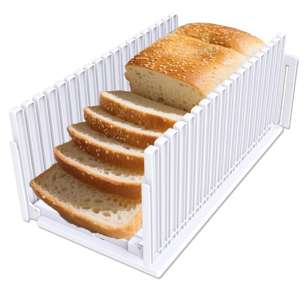 Bread Slicer for Homemade Breads, Adjustable Thickness Slicing Guide, Foldabl...