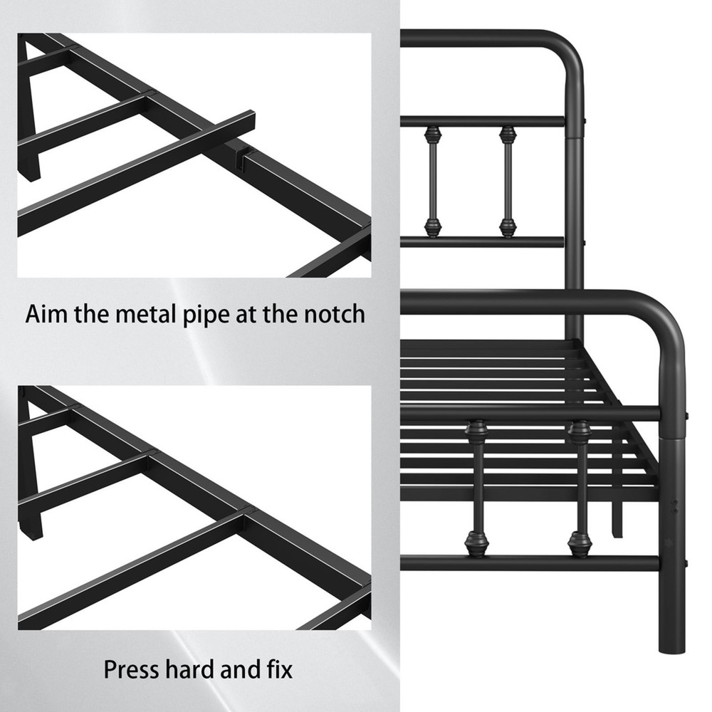 Metal Bed Frame,Queen Size Bed Frame with Headboard,Structurally Stable,