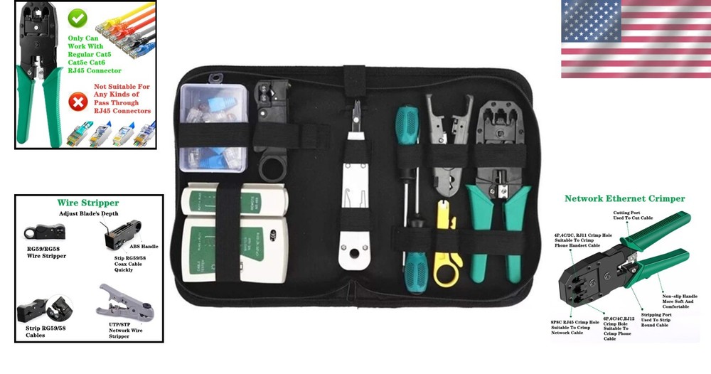 All-in-One Network Tool Kit - 11-in-1 Tools for Cat5, Cat5e, Cat6 Networking