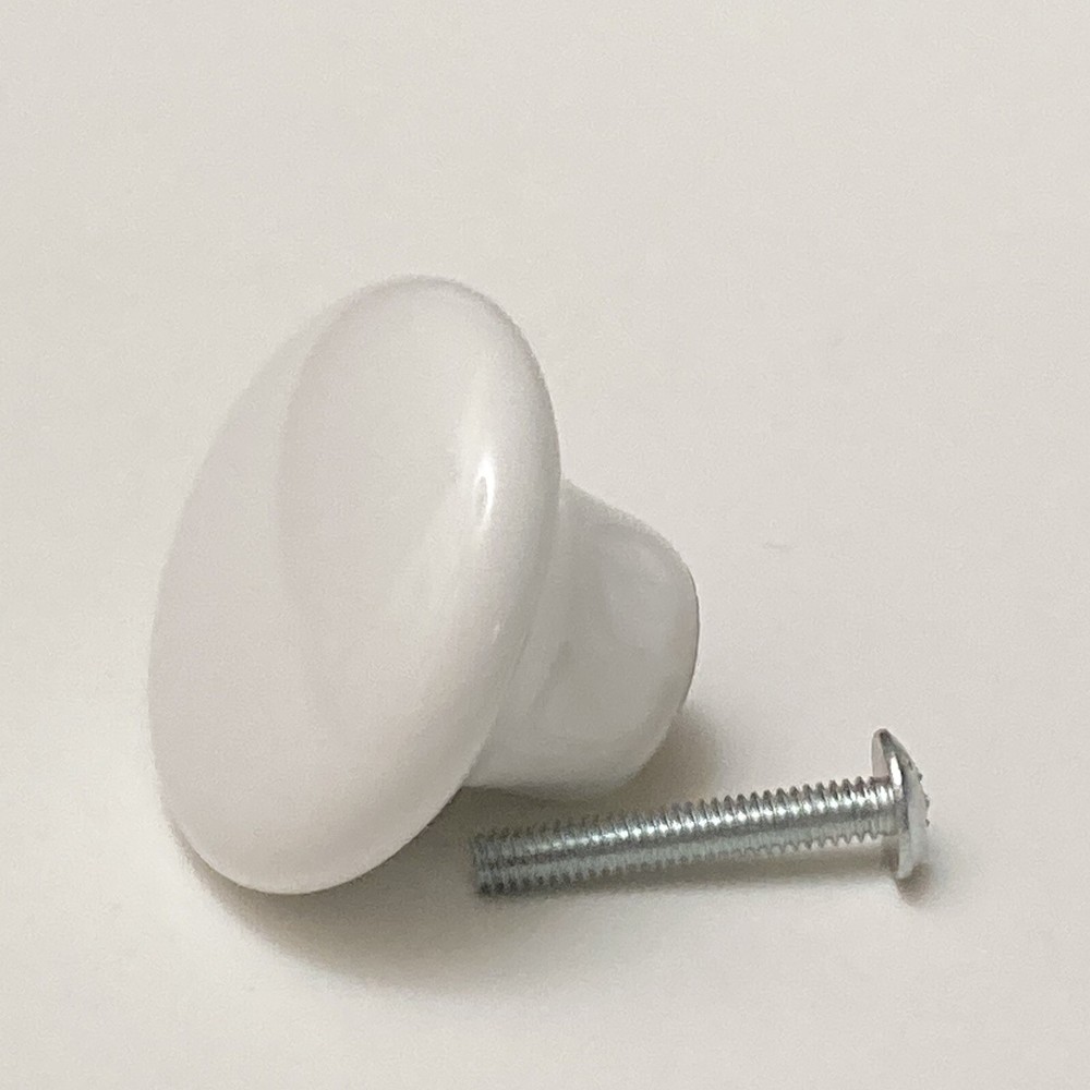 6 Pieces WHITE PORCELAIN Classic Cabinet Door Drawer Pulls Knobs 1.5" ROUND