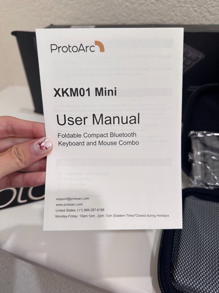 ProtoArc XKM01 Mini Foldable Bluetooth Keyboard Mouse Combo Open Box