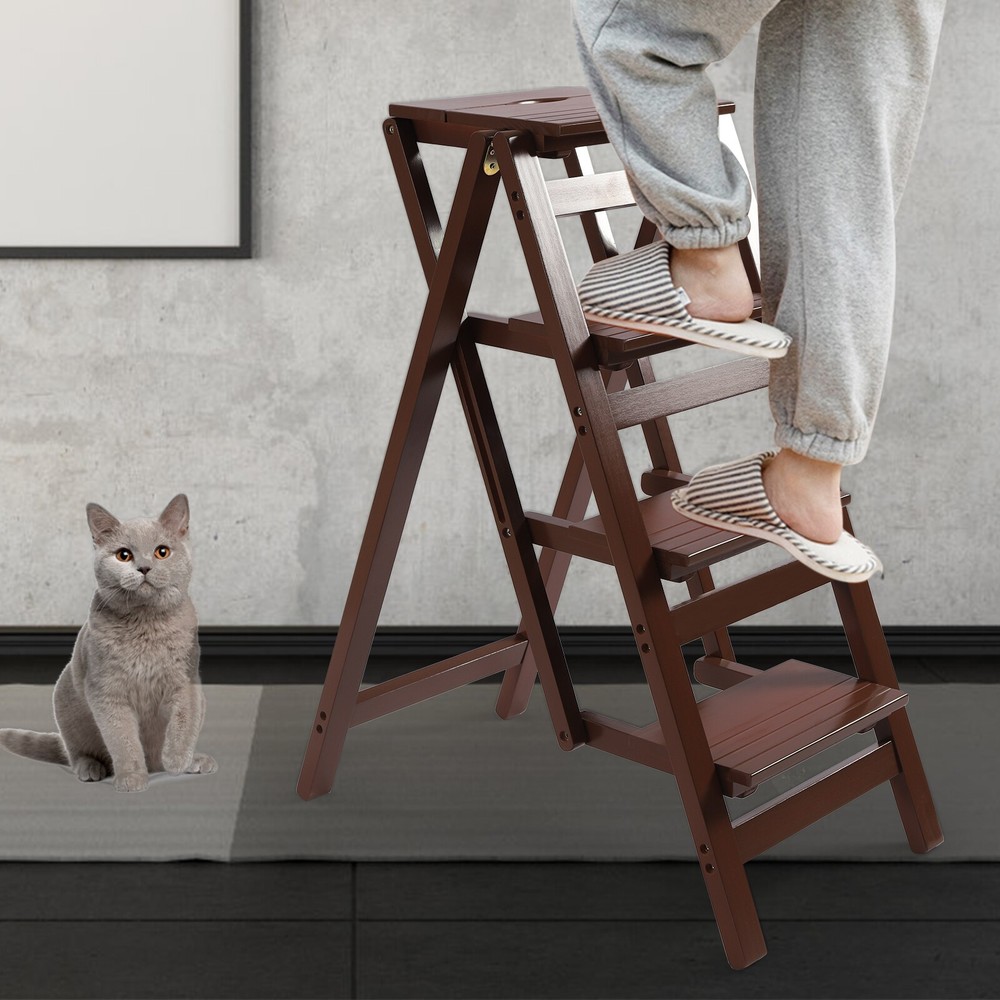 Portable Folding Step Stool Non-slip Step Stool Ladder 220LBS Load 4-Step Ladder