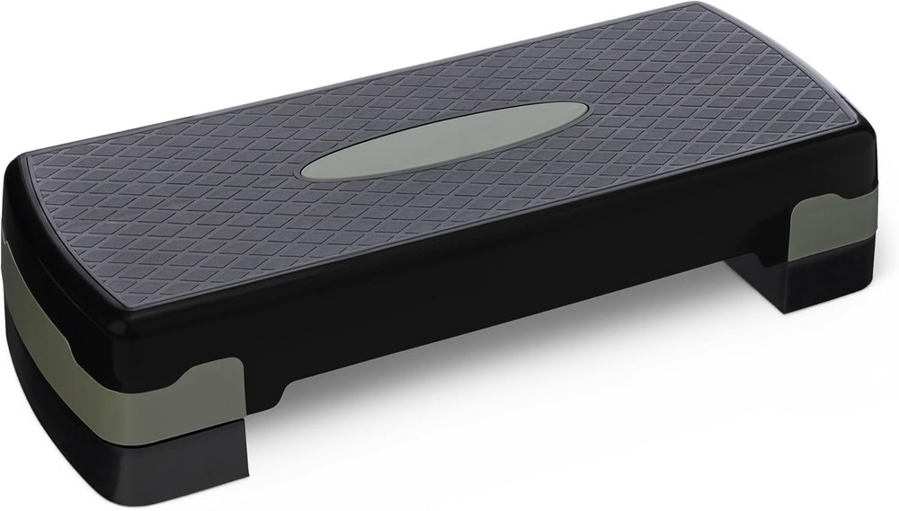 Compact Adjustable Stepper with Non-Slip Surface - 400 lbs Capacity, Black/Grey