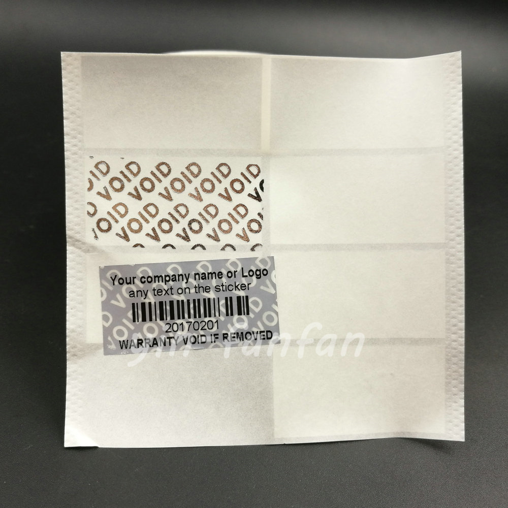 TAMPER EVIDENT 500 CUSTOM PRINTED SILVER BRIGHT VOID SECURITY LABELS 500PCS