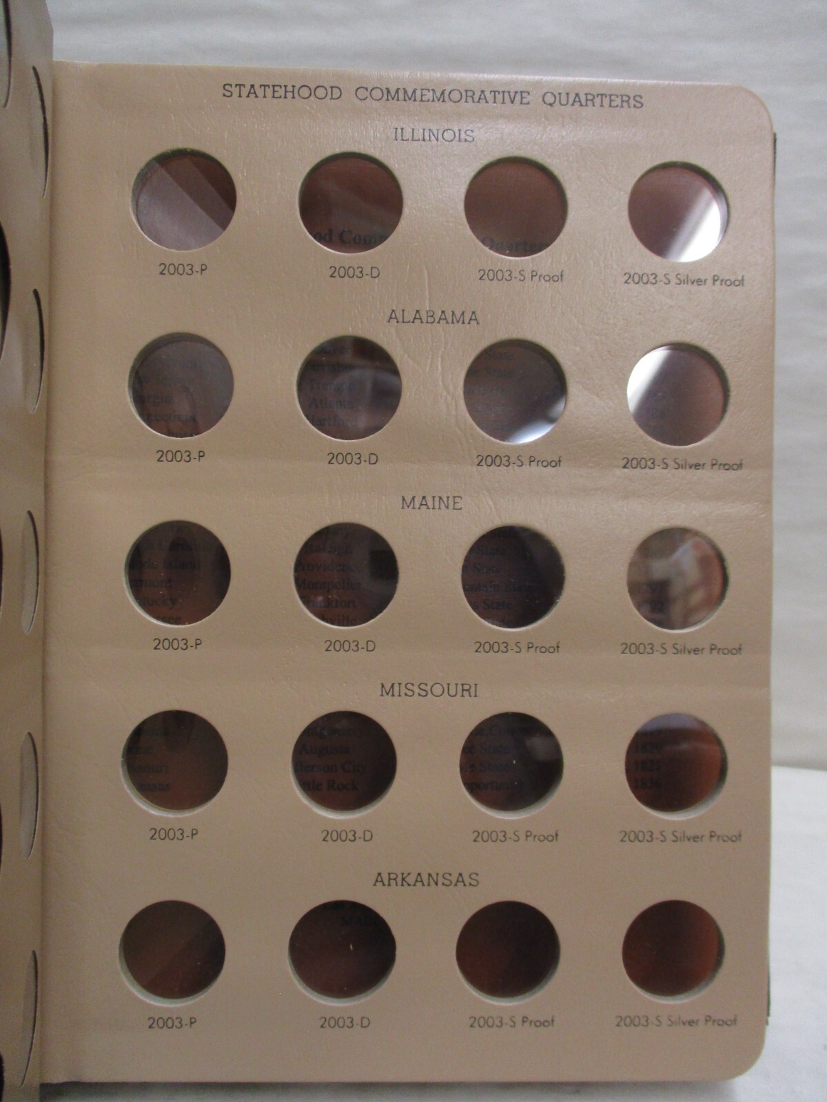 Dansco Coin Album #8143 Washington Statehood Quarters 1999-2003 w Proofs (P D S)