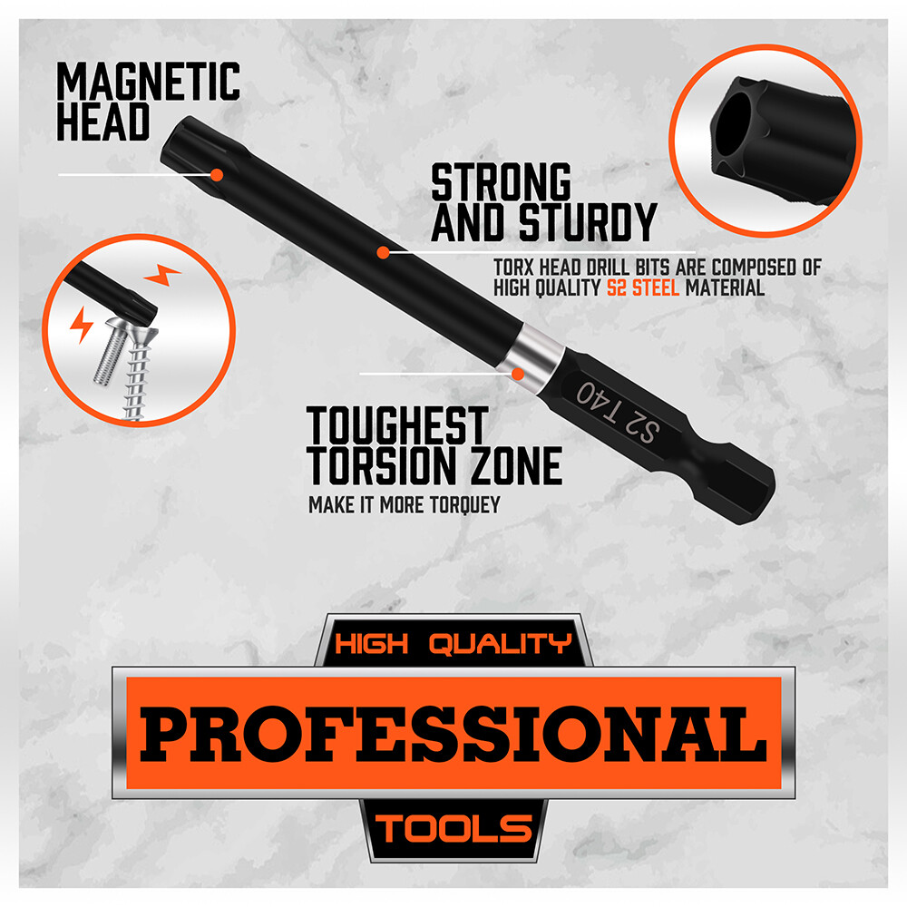 13pc Torx Screwdriver Bit Set Connect Impact Driver Drill Security Tamper Proof