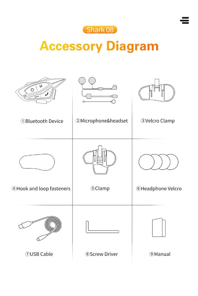 Hysnox Motorcycle Helmet Bluetooth Headset Shark-08