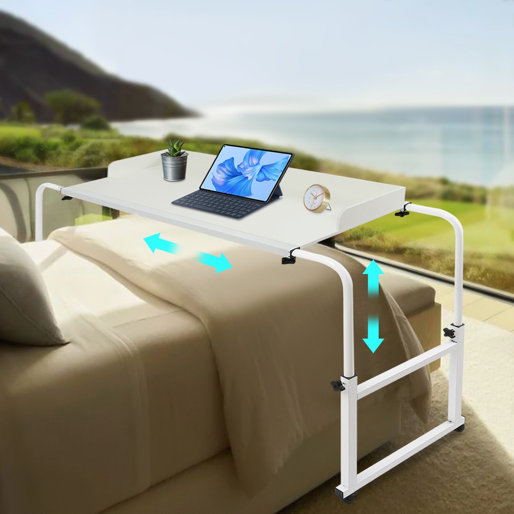 Height Adjustable Overbed Table, Overbed Table with Wheels, Over Bed Desk