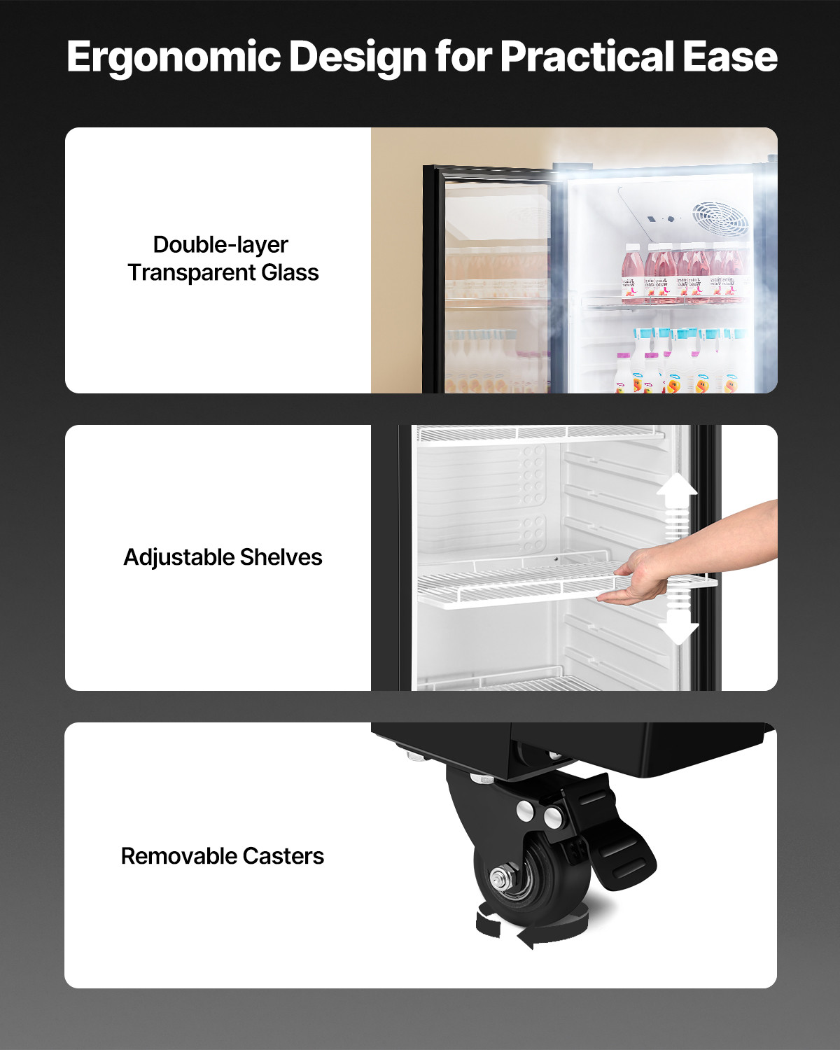 VEVOR Commercial Merchandiser Refrigerator 11.47 CU.FT Glass Door Beverage