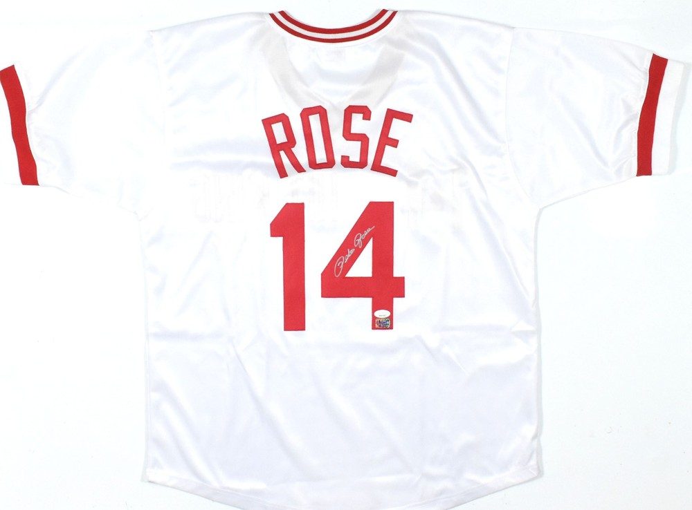 Pete Rose Autographed White Pro Style Jersey - JSA W *Silver