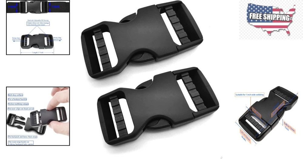 2-Pack 1 Inch Heavy-Duty Side Release Buckles - Quick, Adjustable & Versatile