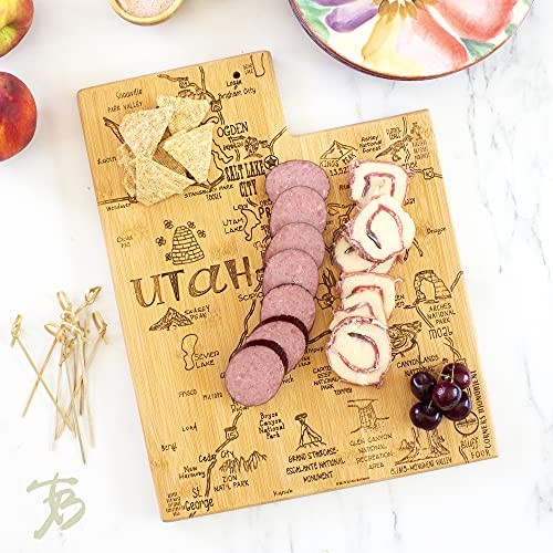 Destination Utah State Shaped Serving and Cutting Board, Includes Hang Tie