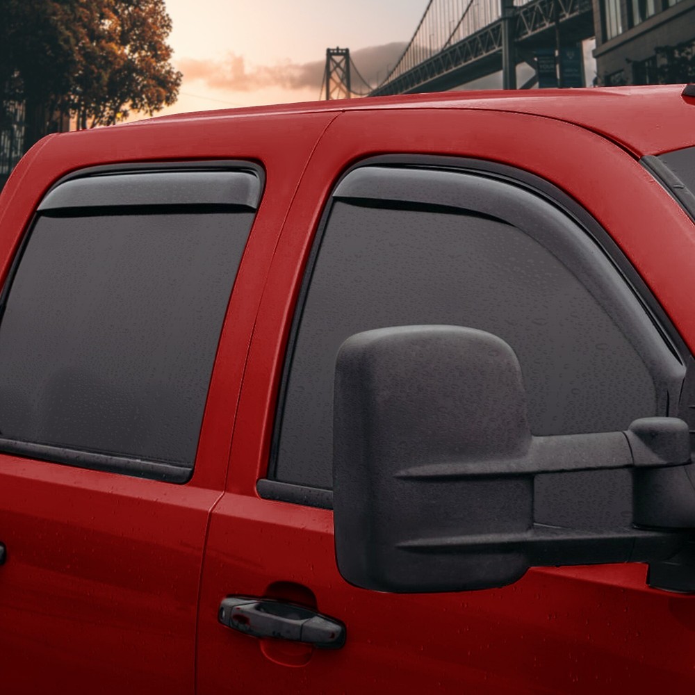 Sun Rain Visors Wind Rain Guards for 2007-2013 Chevy Silverado Crew Cab