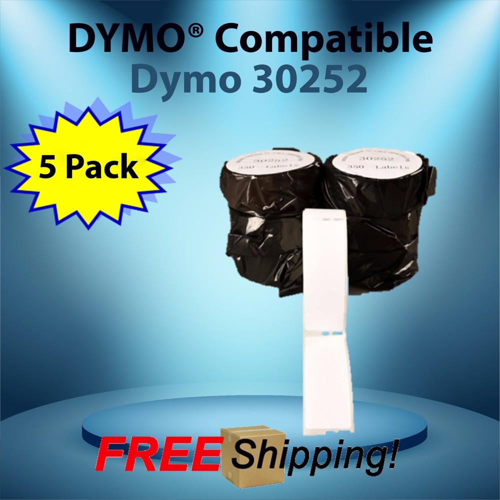 Dymo® Compatible 30252 White Rectangular Shaped Labels 5 Rolls