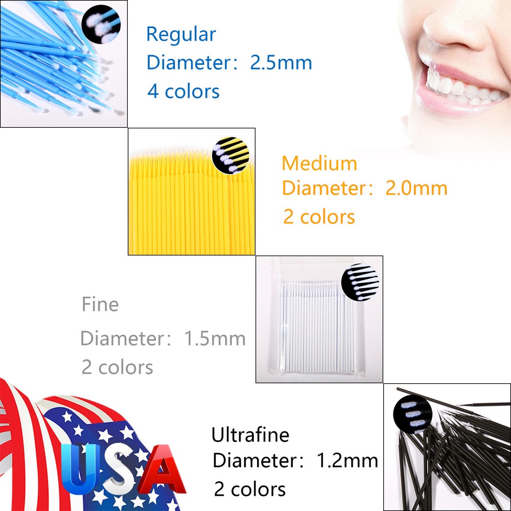 400 X Micro Brushes Applicators Microbrush Dental (Regular, Fine, Super Fine)