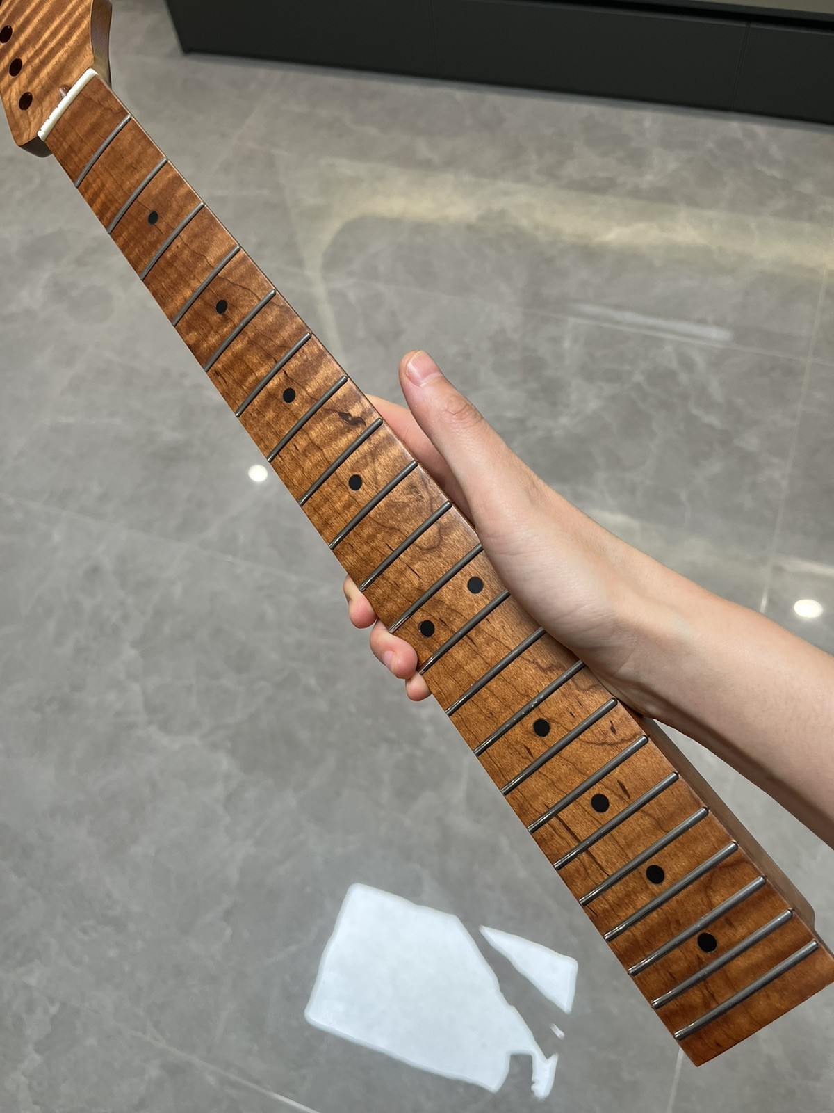 New Stainless 22Frets DIY Roasted Flame maple Electric guitar neck shur