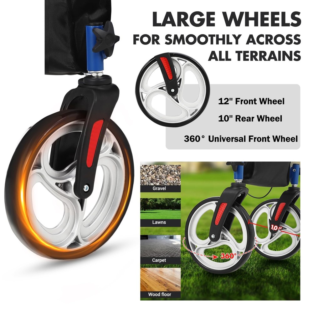 Walker for Seniors,Foldable Rollator Walker,Shock Absorption Rollator Chair