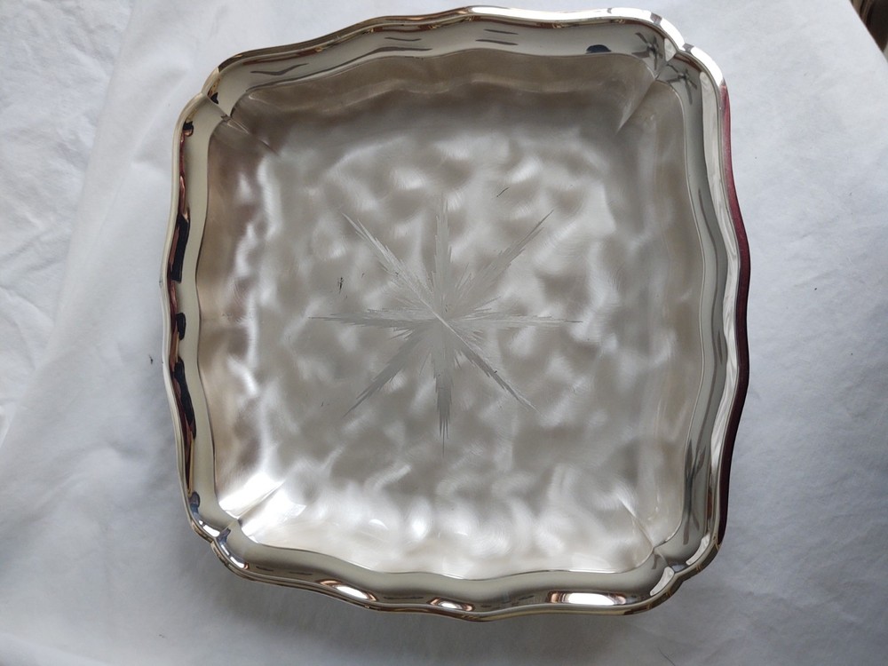 Vintage WMF IKORA Silver Plate Serving Dish Footed Starburst Pattern #6532 1972