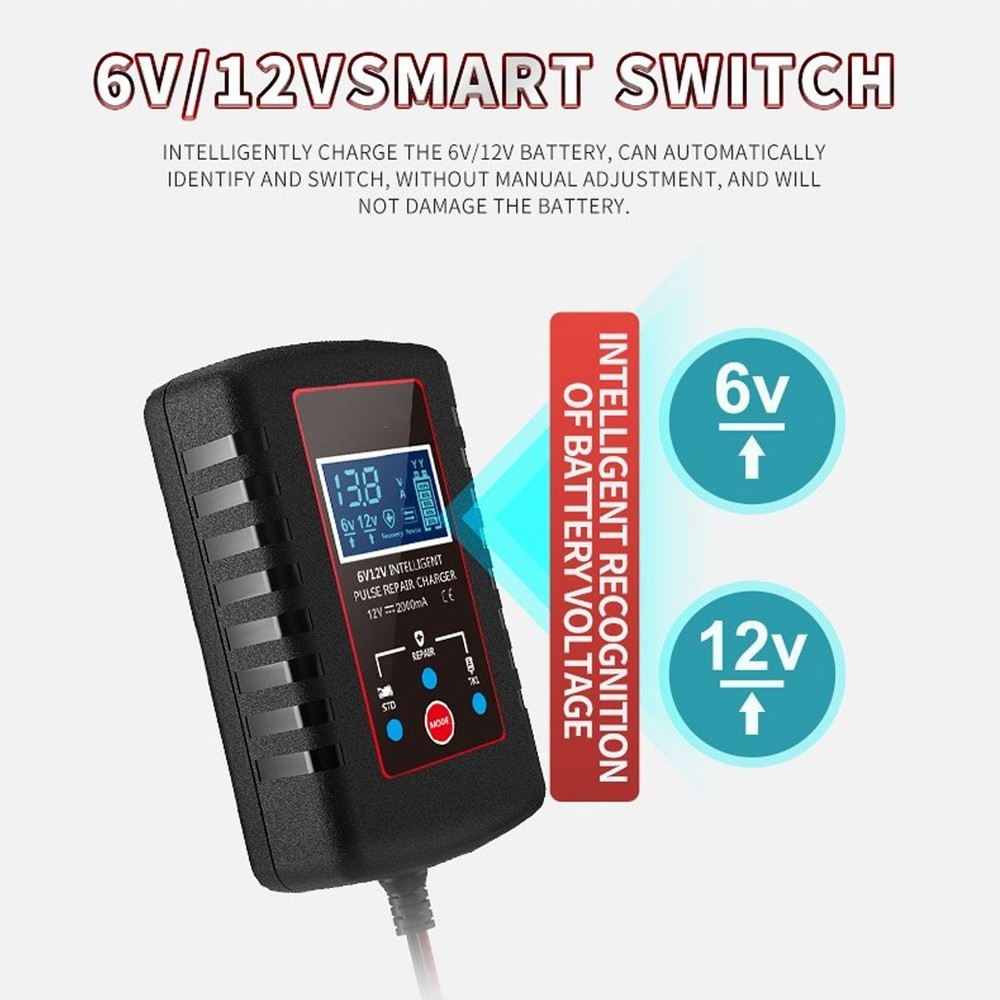 6V 12V Automatic Battery Charger Maintainer For Motorcycle Trickle Float Tender