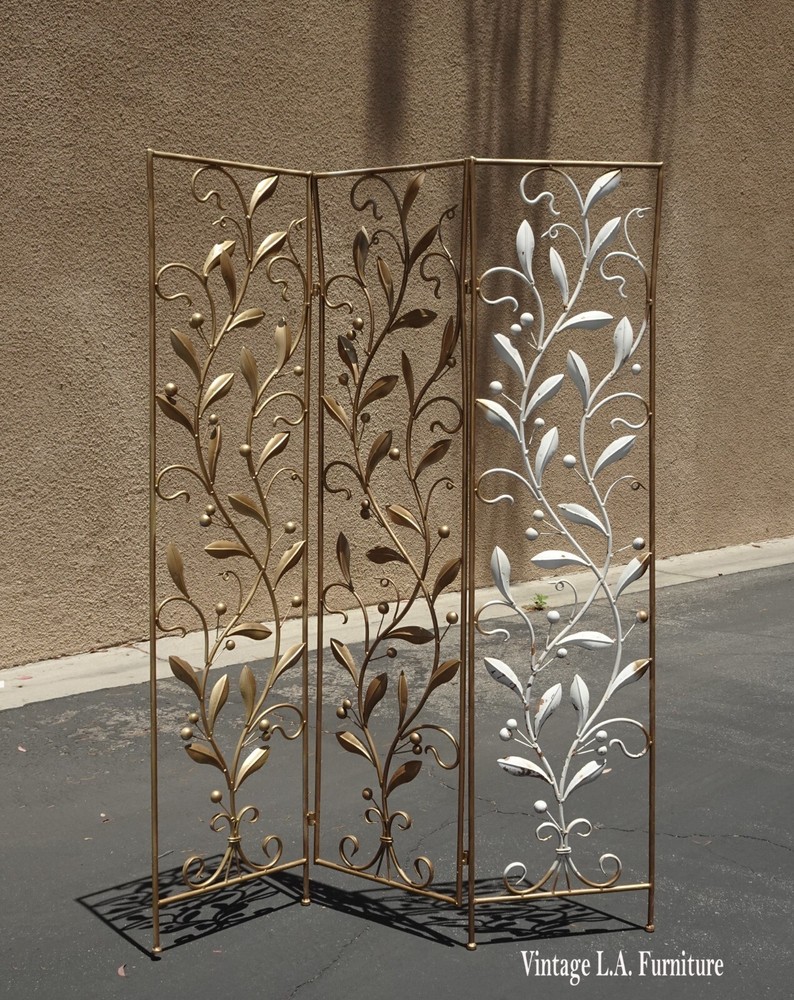 Vintage 68" Tall Floral Three Panel Folding Screen