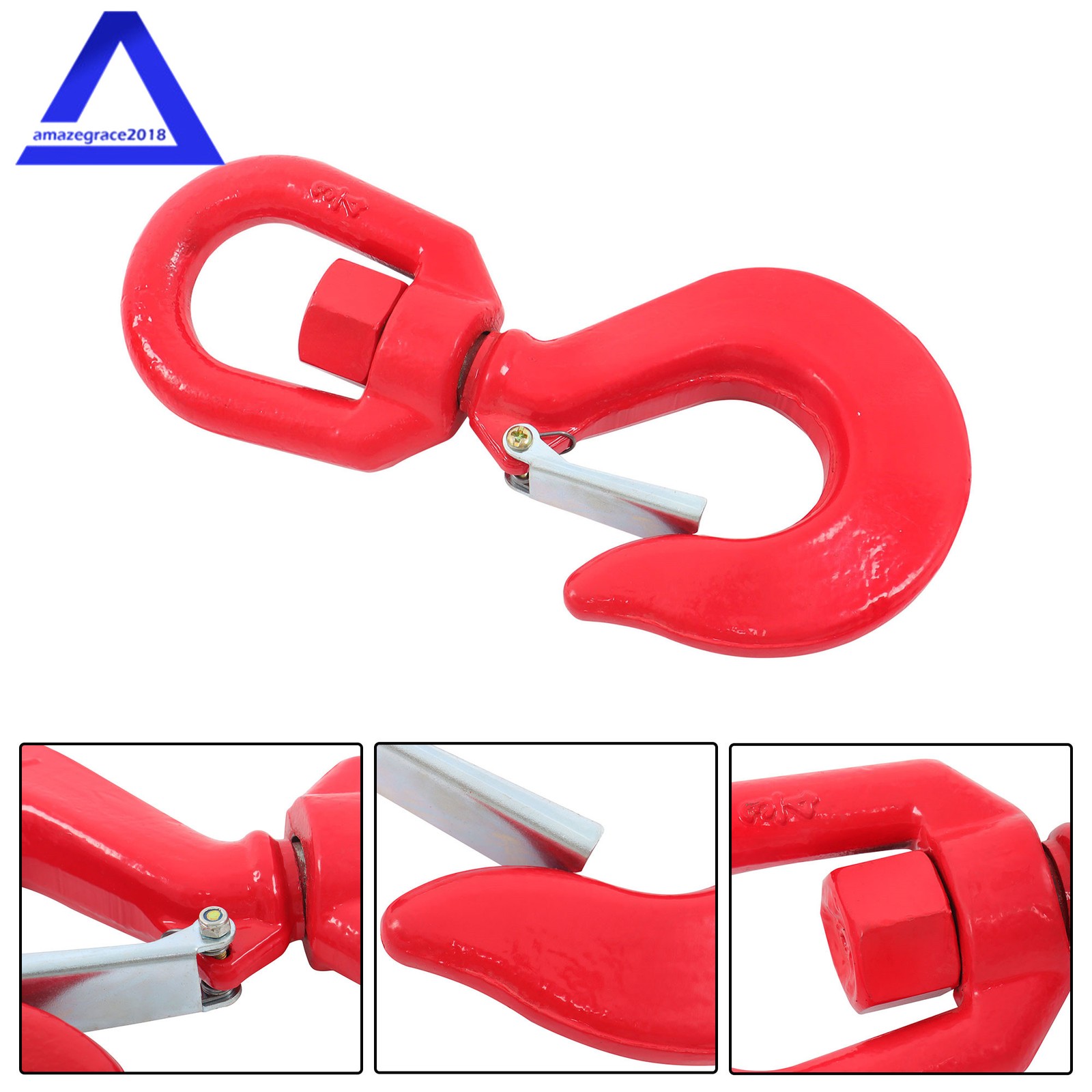 5Ton Locking Swivel Hook Heavy Duty Swivel Lifting Hook Rigging For Hoisting G80