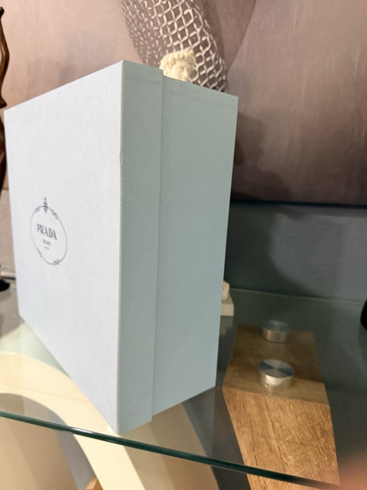 Original PRADA Light Blue Cardboard Rectangle Gift Box Solid Plain